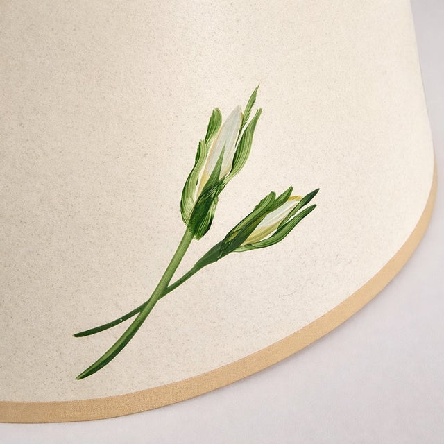 Vintage Hand-Painted Magnolia Floral Table Lamp With Painted Shade For Sale In West Palm - Image 6 of 13