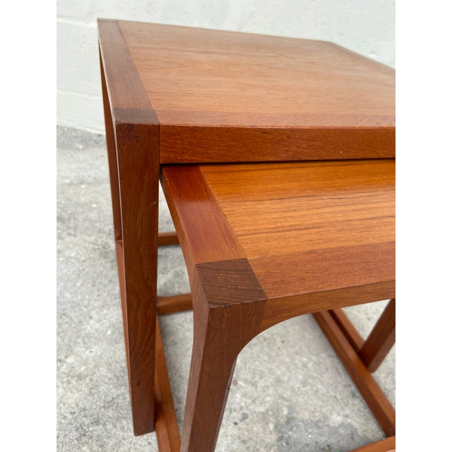 Mid-Century Modern Mid Century Modern Teak Nesting Tables | Set of Two by Kai Kristiansen For Sale - Image 3 of 12