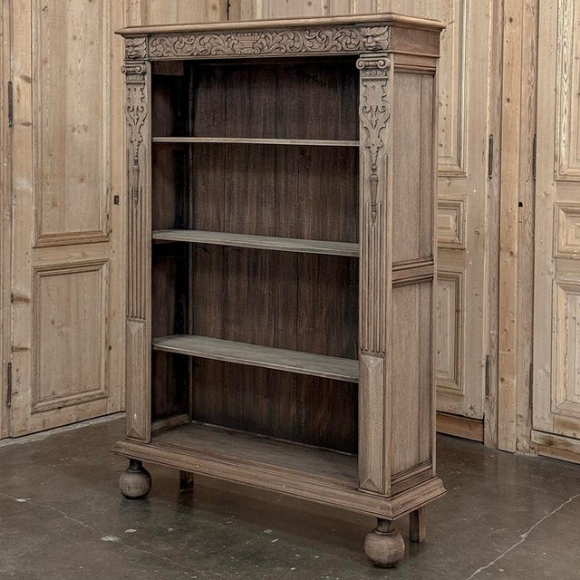 19th Century Renaissance Revival Stripped Oak Open Bookcase For Sale - Image 4 of 18