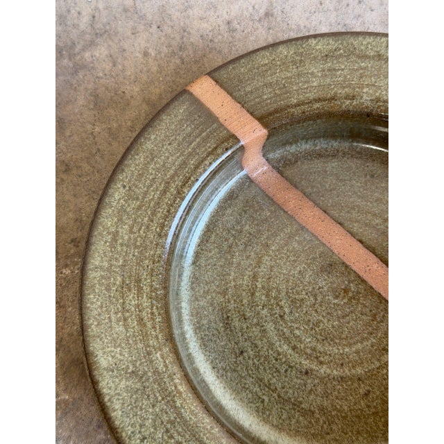 Danish Bjergård Green Ceramic Stripe Plate Mid-Century Modern 1960s For Sale - Image 9 of 10