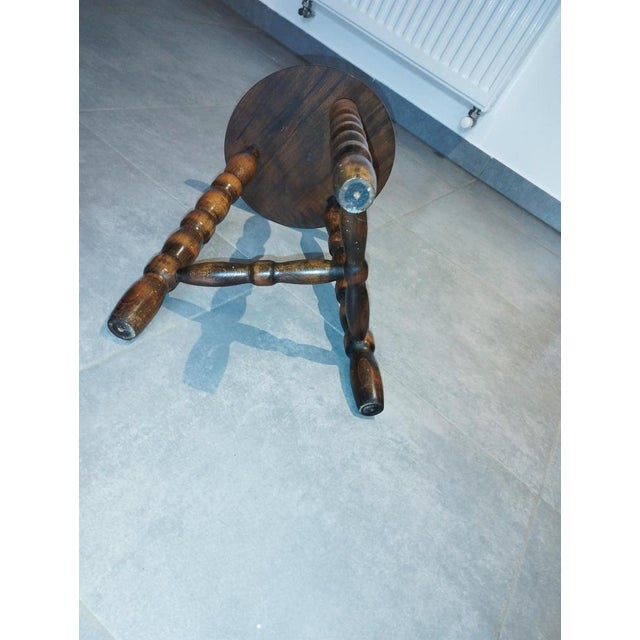 Mid-Century Modern French Tripod Stool in Wood by Charles Dudouyt, 1940s For Sale - Image 6 of 18