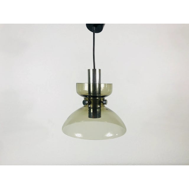 1970s Glass and Chrome Pendant Lamp by Glashütte Limburg, Germany For Sale - Image 10 of 10
