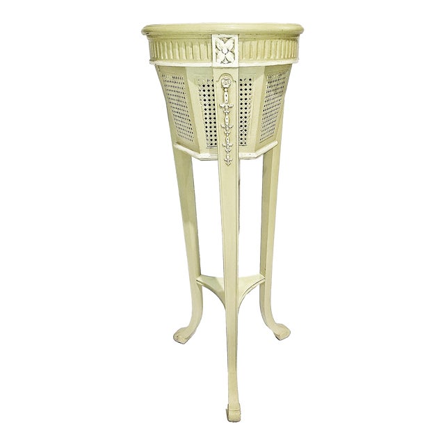 Late 20th Century French Caned and Painted Planter Plant Stand For Sale
