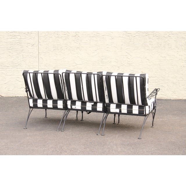 Late 20th Century Vintage Wrought Iron Three-Piece Outdoor Garden Sofa For Sale - Image 5 of 11