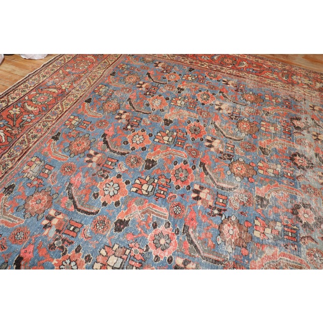 Early 20th Century Oversize Blue Grey Persian Mahal Rug - 13'4" x 20'4" For Sale In New York - Image 6 of 12