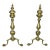 Pair of Vintage American Federal Brass Andirons W Wrought Iron Log Holders For Sale