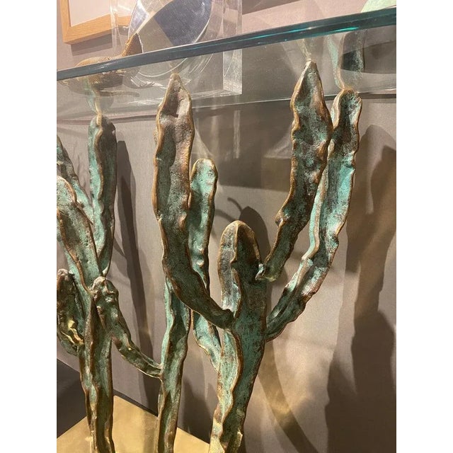 Early 21st Century Bronze Cactus Sculpture/Console Table For Sale - Image 10 of 13