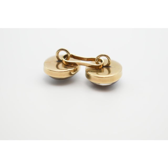 Metal Mid 20th Century Gold and Crystal Oval Dog and Wild Boar Cufflinks, A Pair For Sale - Image 7 of 8