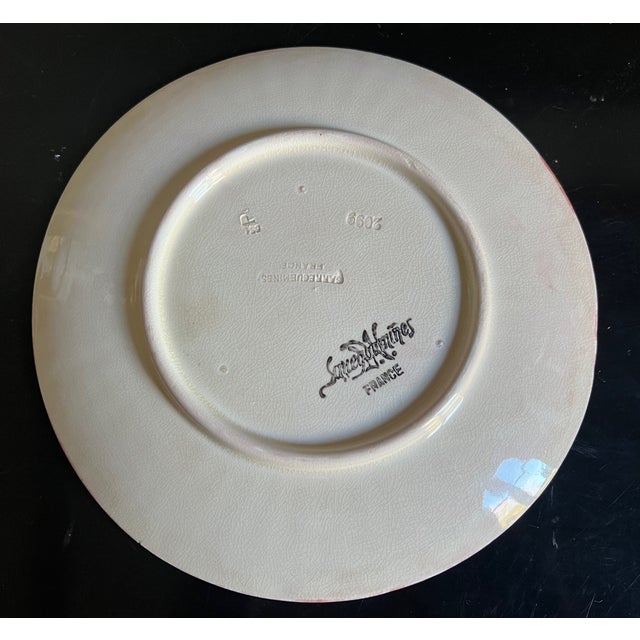 Pink Sarreguemines French Majolica Pink Shell Motif Plate, C. 1920's For Sale - Image 8 of 8