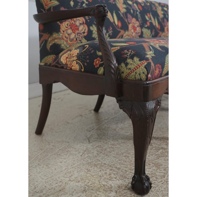 19th Century Antique English Georgian Clawfoot Mahogany Settee For Sale - Image 5 of 18