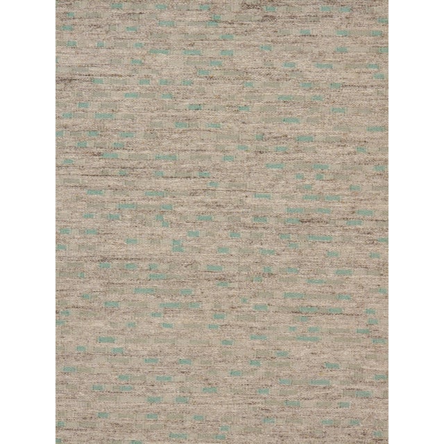 2010s Swedish Style Kilim Deco Aqua Rug 8' X 10' For Sale - Image 5 of 9