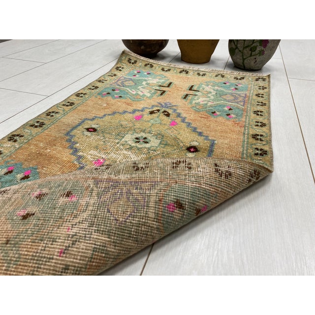 Handmade wool carpet in Turkish Anatolia , Vintage Oushak Rug,Turkish Vintage Anatolian Rug, Handmade wool Rug . One Of...