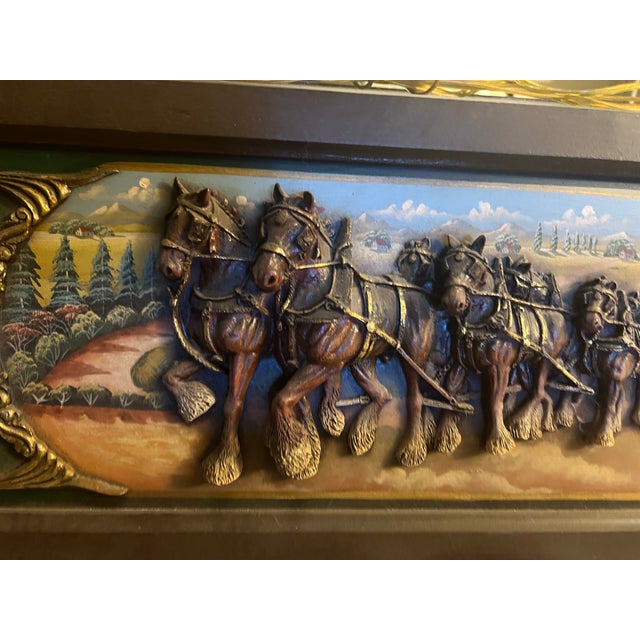 Vintage Budweiser Rare Collectible Clydesdale and Wagon Billiards Light For Sale - Image 9 of 12
