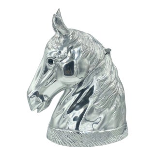 Vintage Equestrian Horse Head Champagne Ice Bucket Cooler Silverplate For Sale