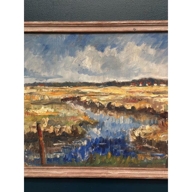 Niels Mandrup Bruun, Marshland from Ribe, 1937, Oil Painting on Canvas, Framed For Sale - Image 4 of 18