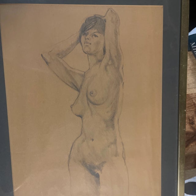 1970s Figurative Female Nude Drawing, Framed For Sale - Image 4 of 6