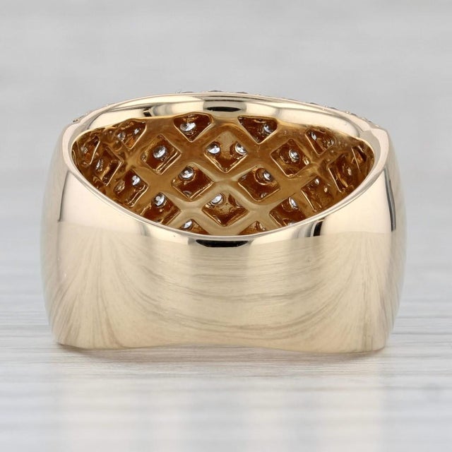 Modern 1.40ctw Pave Diamond Ring 14k Yellow Gold Size 7.25 Cocktail For Sale - Image 3 of 8