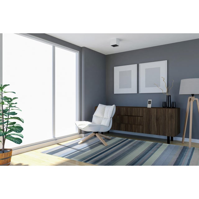 Light Gray 6x9 Jade Sophisticated Multicolor Mauve Striped Handmade Wool Carpet Rug For Sale - Image 8 of 8