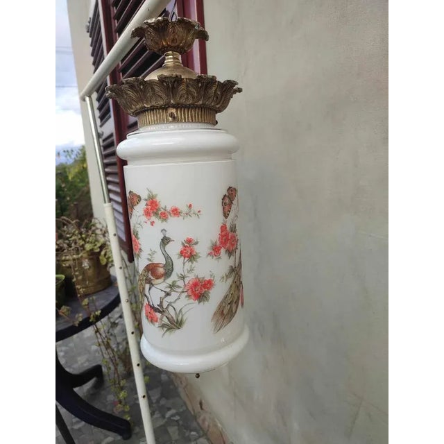 Art Deco Ceiling Lamp with Peacock Pattern, 1930s For Sale - Image 3 of 9