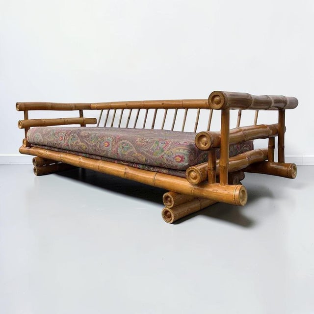 Coastal 1970s Monumental Vintage Boho Elephant Bamboo Loveseat For Sale - Image 3 of 5