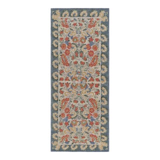 Rug & Kilim’s Classic Style Runner Rug in White With Floral Patterns For Sale
