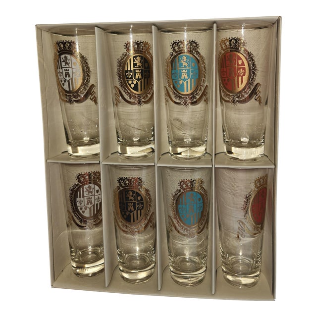 1950s Federal Glass High Ball Glasses Camelot Pattern New in Box - Set of 8 For Sale