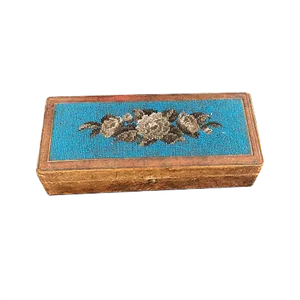 Vintage Biedermeier Beadwork Jewelry Box / Pin Box