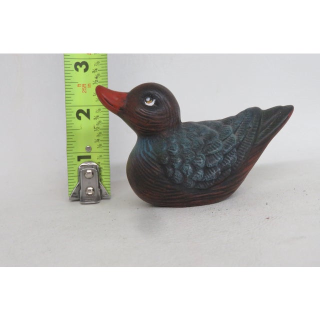 Blue Duck Miniature Ceramic Figurine Hand Painted Green Blue Feathers Red Bill 4522b For Sale - Image 8 of 11