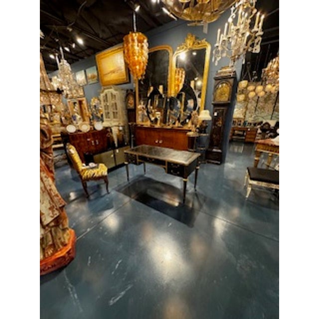 Vintage Louis XVI Style Black and Gold Writing Desk For Sale - Image 10 of 11