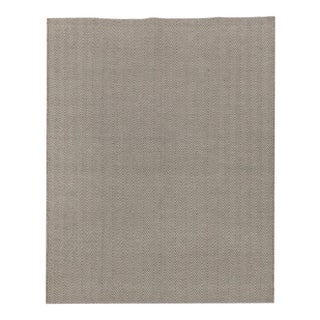 8'x10' Ft. Wool Grey Ivory Flatweave Hand Woven High Rug For Sale