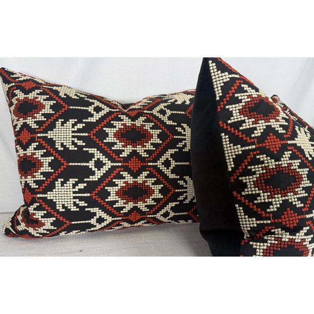 Transitional Schumacher "Andean Tribute Embroidery" 16"x20" Pillows-a Pair For Sale - Image 3 of 3