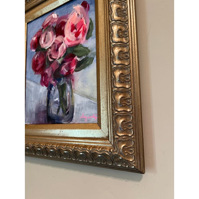 Contemporary Impressionist Style Floral Still Life Painting, Signed For Sale - Image 9 of 10