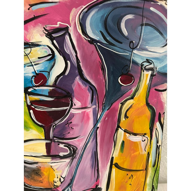 Mid-Century Modern "Cocktail Hour" Mid-Century Painting on Canvas For Sale - Image 3 of 8