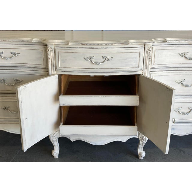Beige French Louis XV Style Provincial Sideboard, French Painted Buffet or Enfilade For Sale - Image 8 of 11