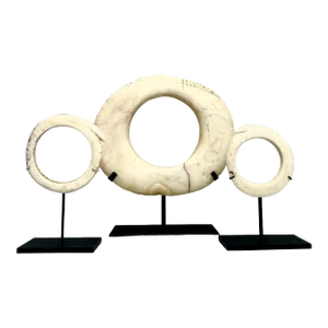 Antique Mounted New Guinea Abelam Currency Shell Rings- a Set of 3