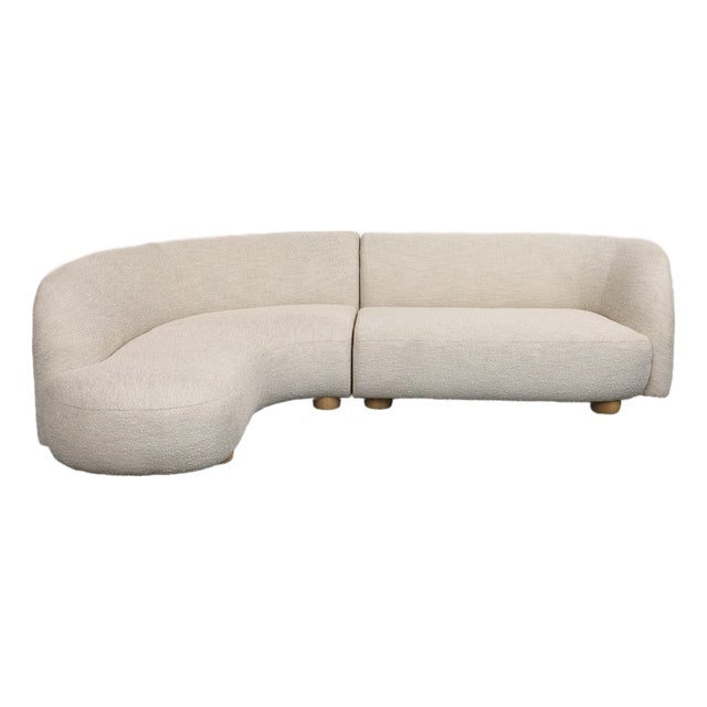 Contemporary Alabaster Boucle 2-Piece Chaise Sectional Sofa For Sale
