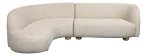 Contemporary Alabaster Boucle 2-Piece Chaise Sectional Sofa