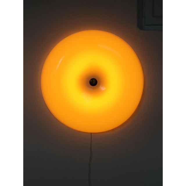 Large Mid-Century Modern Italian Acrylic Glass and Brass Wall Lamp For Sale - Image 6 of 18