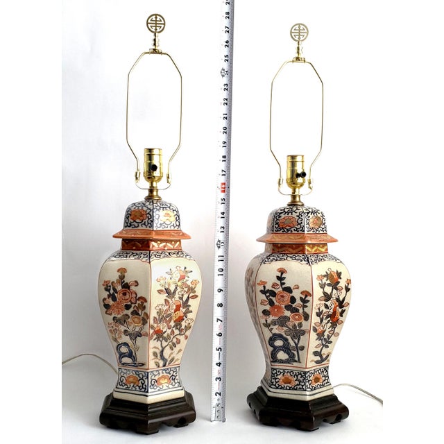 Chinese Imari Ginger Jar Table Lamps Restored For Sale - Image 3 of 12