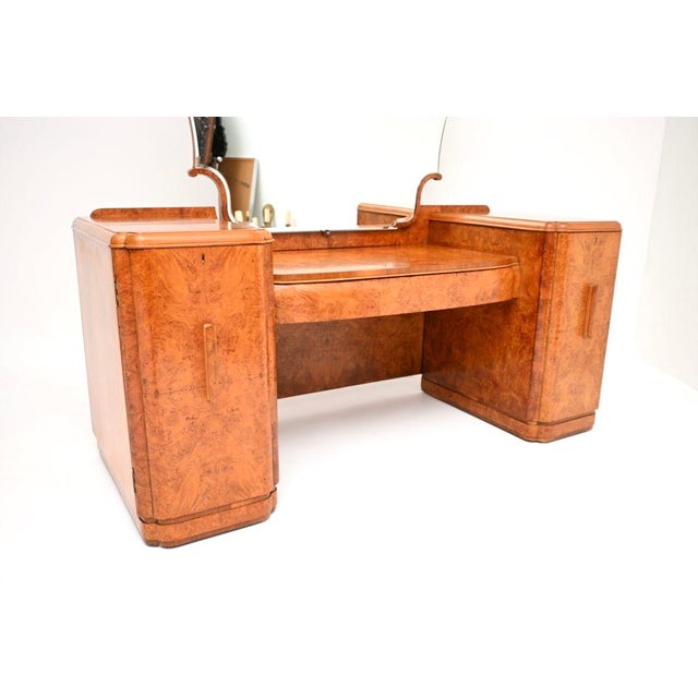 Brown Art Deco Burr Walnut Dressing Table, 1930 For Sale - Image 8 of 10