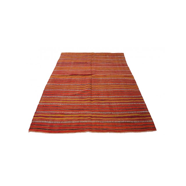 Mid-Century Modern Turkish Vintage Striped Kilim Rug - 4`8" X 7`7" For Sale - Image 3 of 6