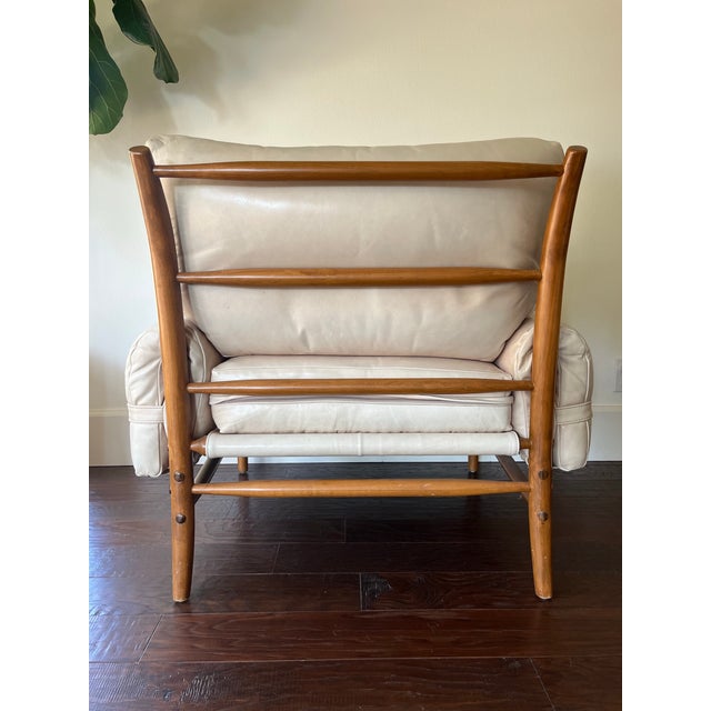Anthropologie Rhys Leather Chair Attributed to Anthropologie in Moore & Giles Mont Blanc For Sale - Image 4 of 6
