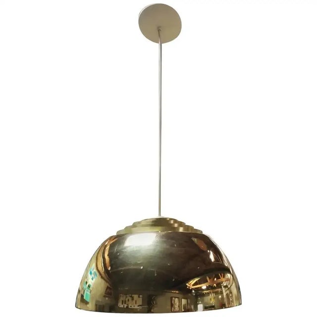 Lightolier Mid-Century Modern Concentric Louvered Brass Pendant Light / Chandelier For Sale - Image 10 of 10