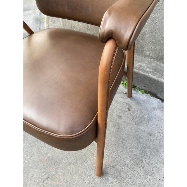 Leather-Covered Chair by Jacques Adnet, 1950 For Sale - Image 9 of 11