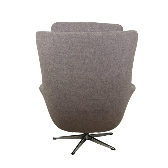 Modern Mid-Century Style High-Back Swivel Wing Lounge Chair For Sale - Image 12 of 18