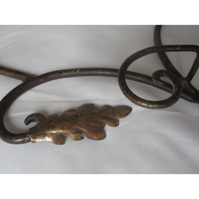 Metal Vintage French Ornate 2 Tier Wought Iron Plate Rack Gold Leaf Design For Sale - Image 7 of 8