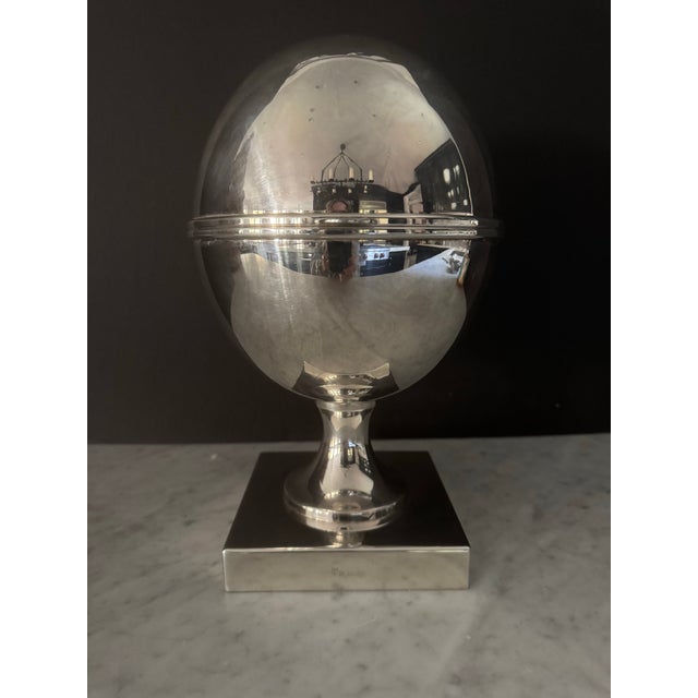 Vintage St. James Silver Plate Vintage Caviar Server of Ovoid Form on Pedestal Base For Sale - Image 9 of 9