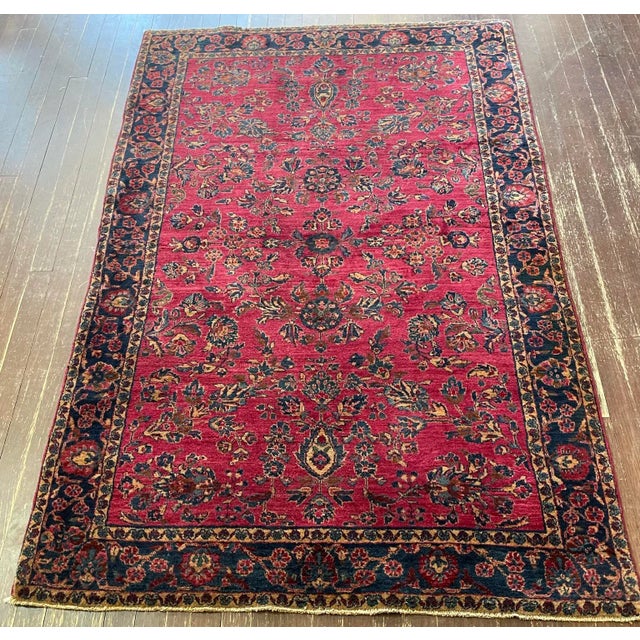 Antique Persian Mohajeran Sarouk Rug 4' X 6'4" For Sale - Image 9 of 12