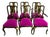 Kindel Queen Anne Hand Painted Chinoiserie Chairs Set of 6 Fuschia Velvet For Sale