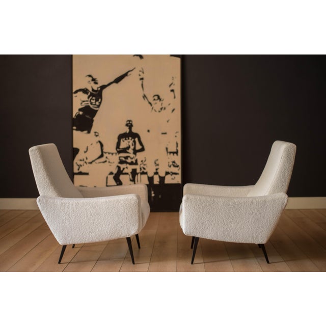 Mid-Century Modern Mid Century Modern Bouclé French Club Lounge Chairs by Beka, 1950's For Sale - Image 3 of 14